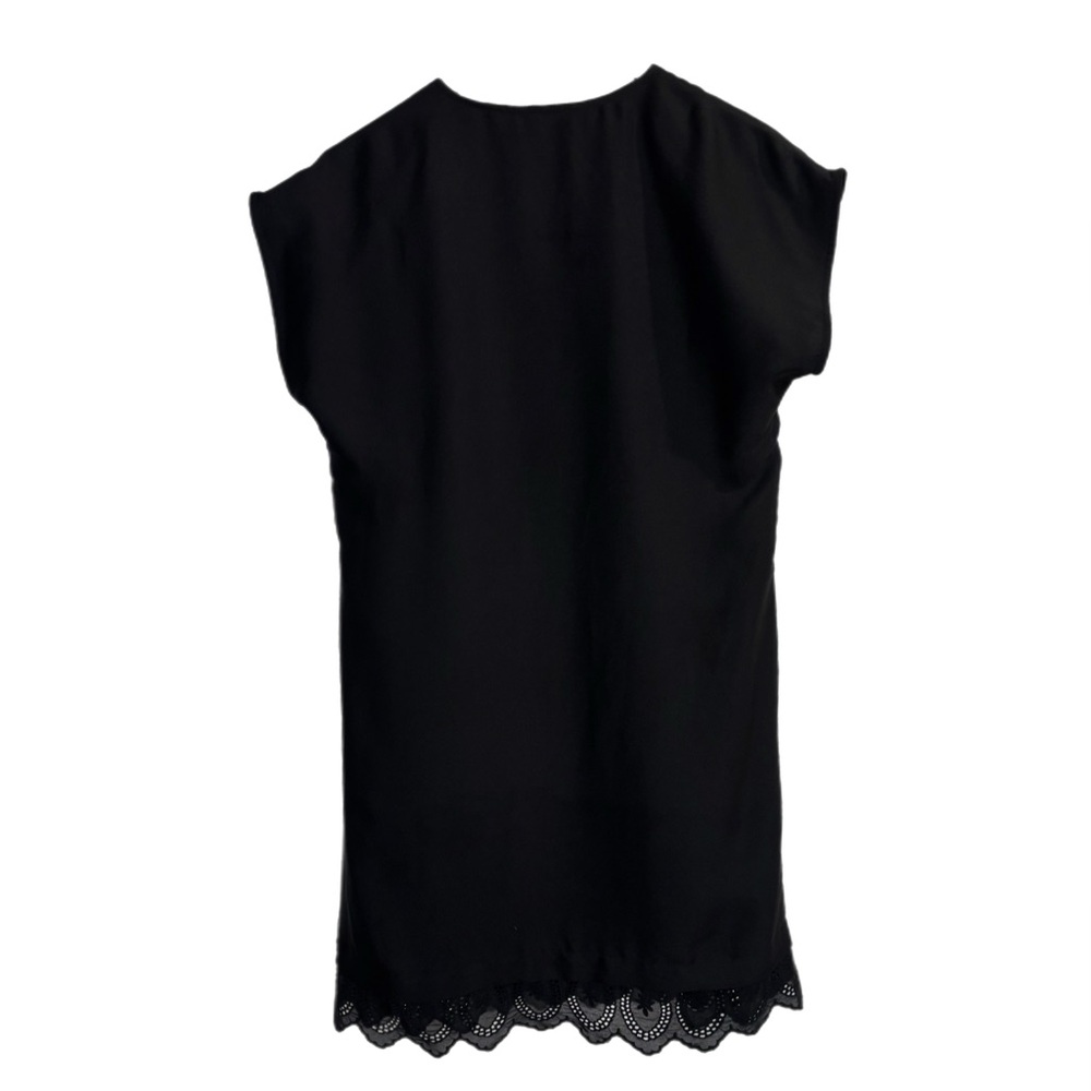Madewell duskway black shift mini dress w/ lace hem & cap sleeves - Picture 4 of 4